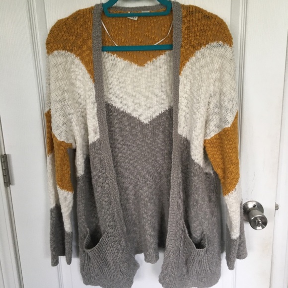 Roxy Sweaters - ROXY Mustard and Gray Open Knit Sweater Cardigan